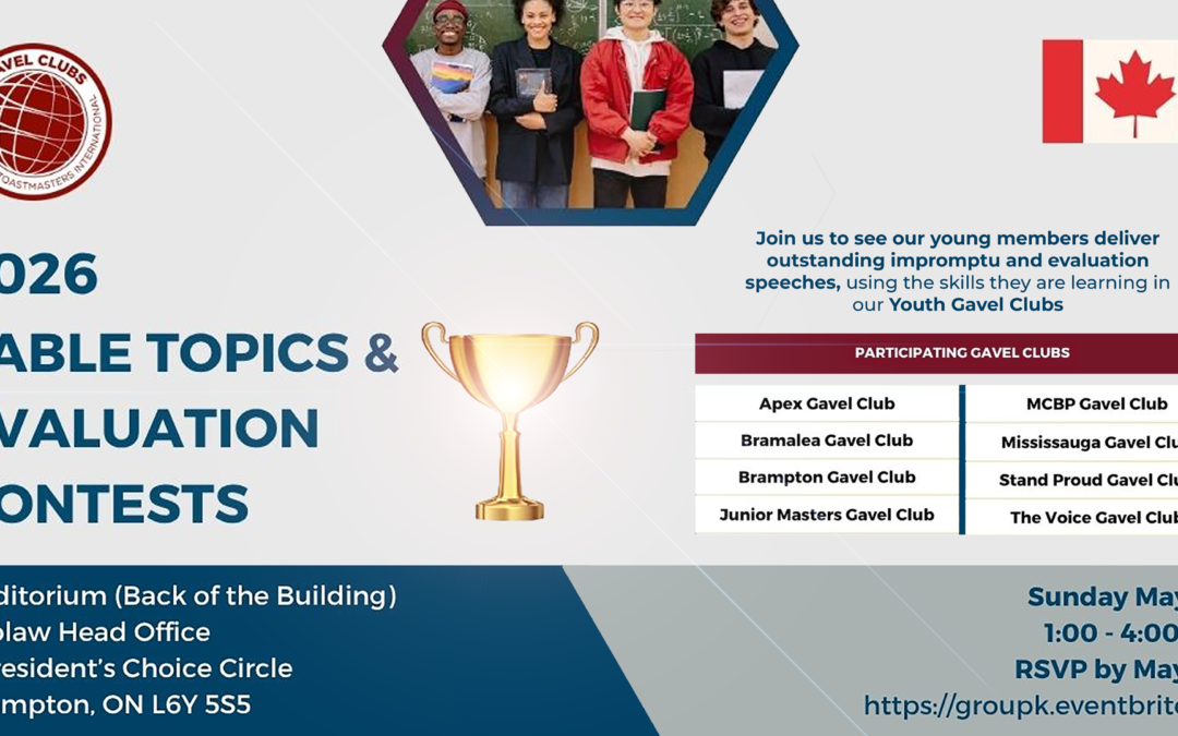 Group K Gavel Clubs Table Topics and Evaluation Speech Contests 2026