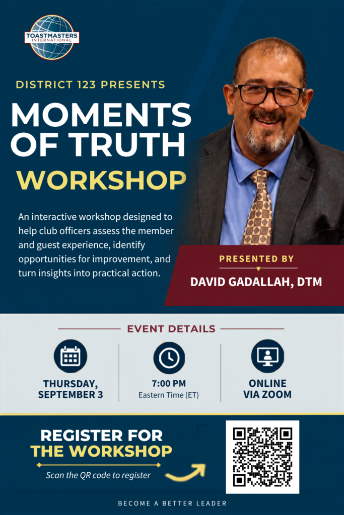 Moments of Truth Workshop with David Gadallah, DTM Thursday, September 3, 2026 Eastern Time, 7 P.M.