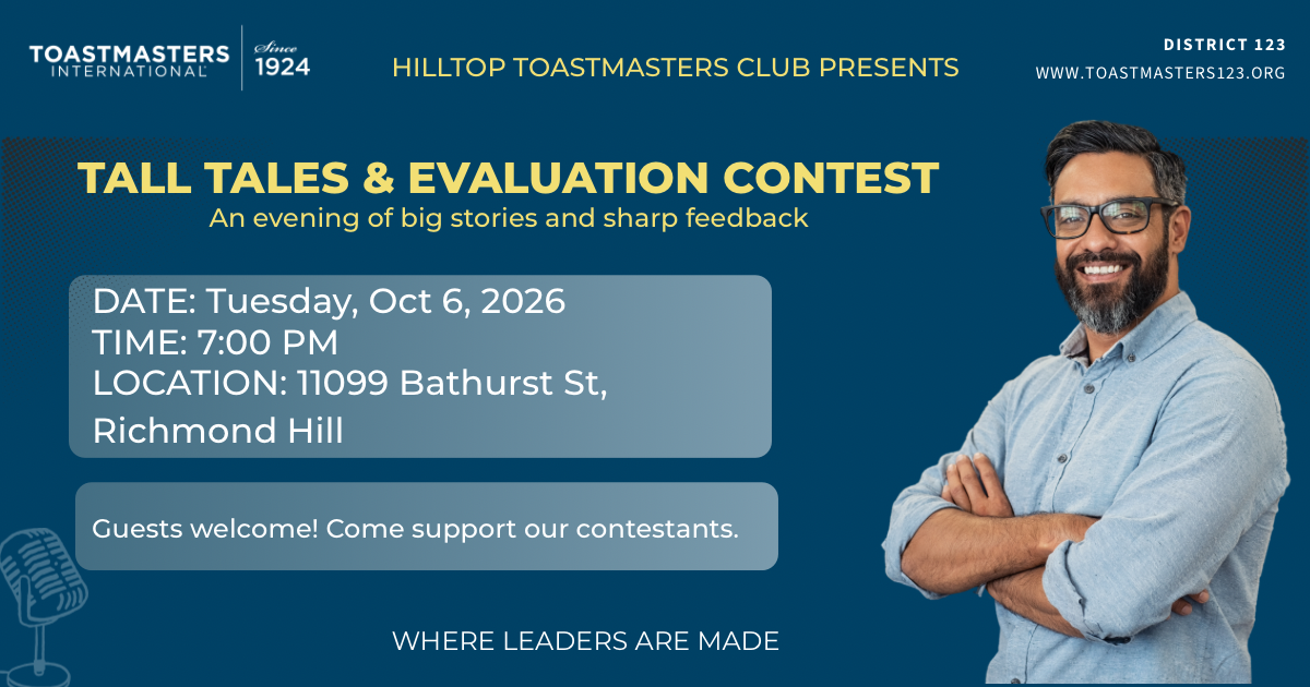 Evaluation and Tall Tales Contest – Hilltop Toastmasters